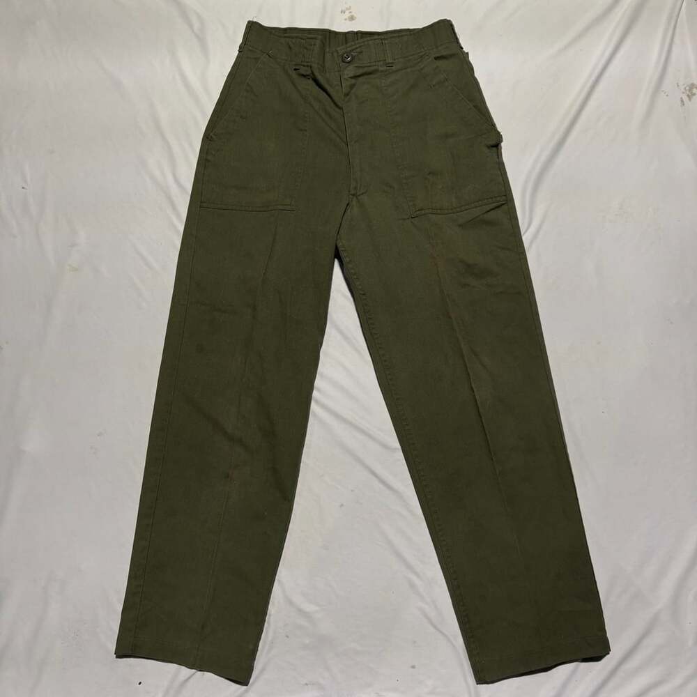 Vtg 70s US Military OG 507 Baker Pants 32x31 Olive Green Distressed Fatigue Army